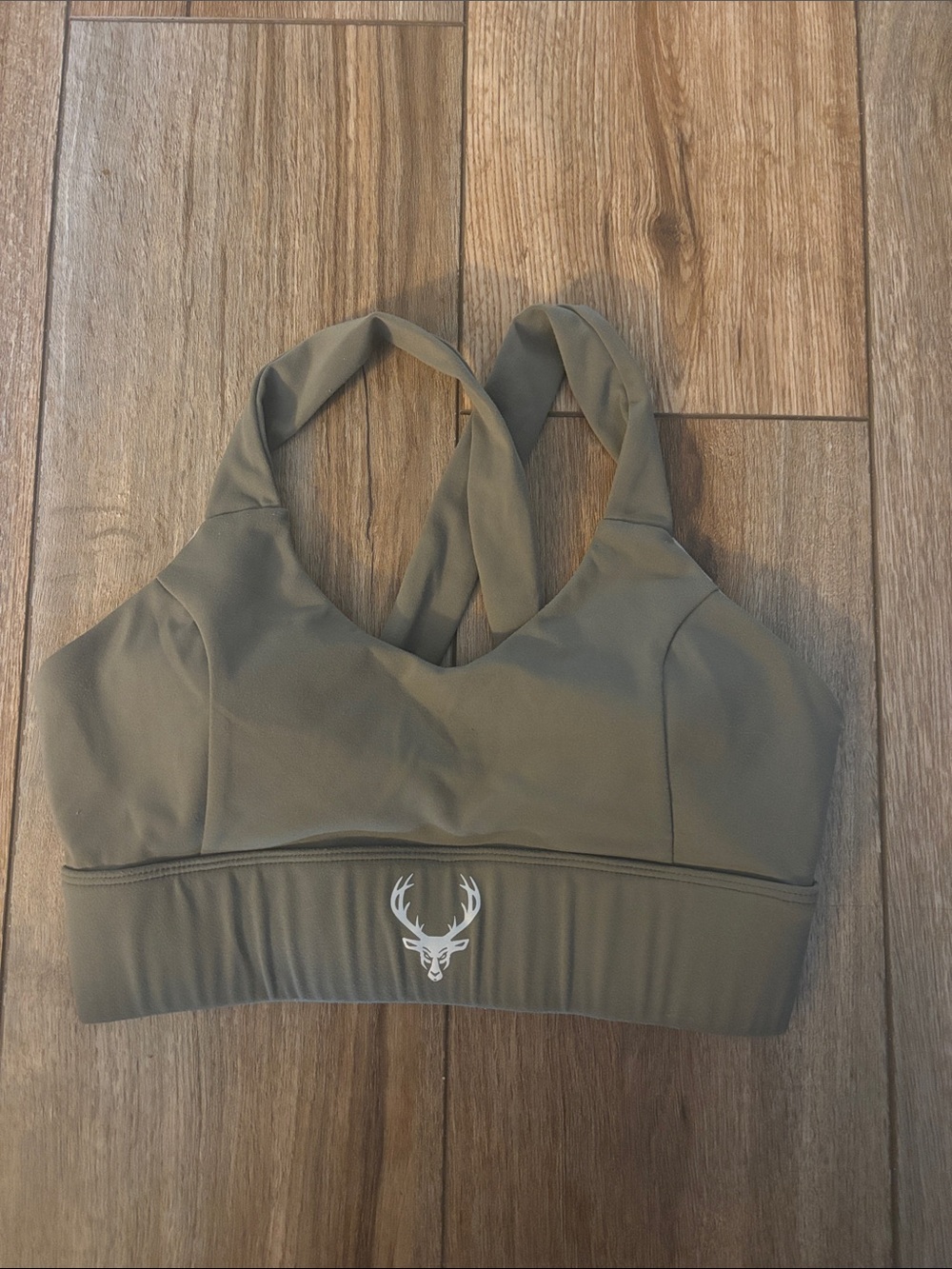 Bucked Up Activewear Crisscross Strappy Sports Bra - Olive Sage Green